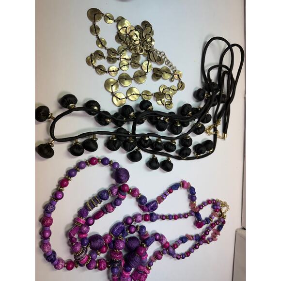 Chicos Chico's long necklace necklaces lot bundle jewelry Purple gold black - Picture 11 of 14